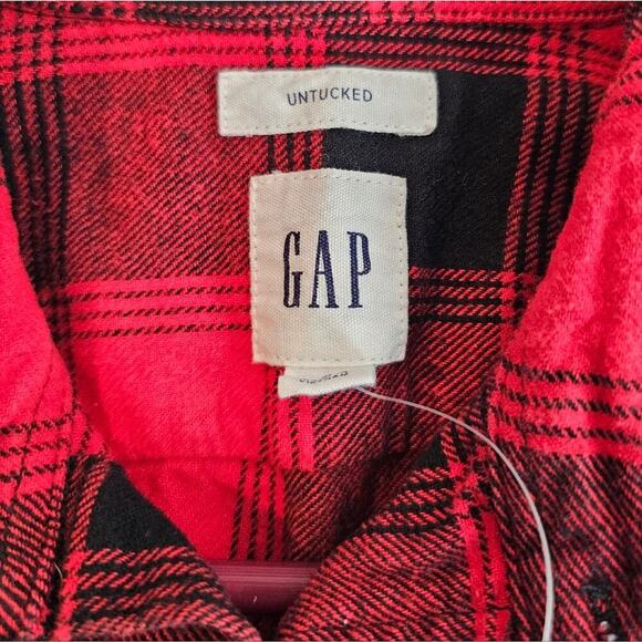 Gap Untucked Buffalo Plaid Long Sleeve Button Up Flannel Shirt Small - Picture 4 of 7
